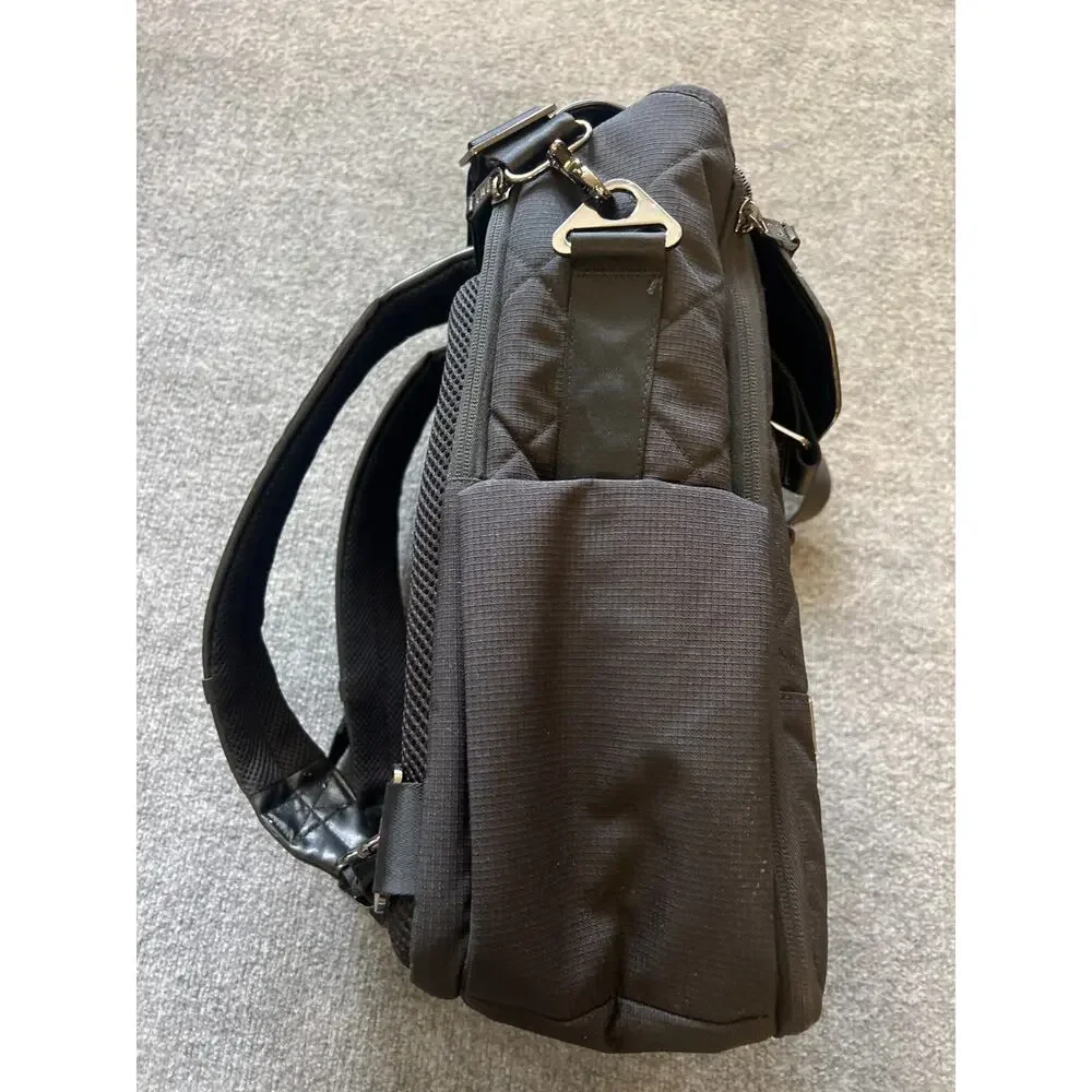 Paperclip Willow Vegan Quilted Black Diaper Bag Backpack with Changing Station